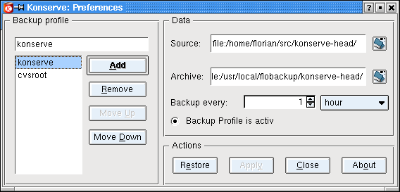 Preferences dialog